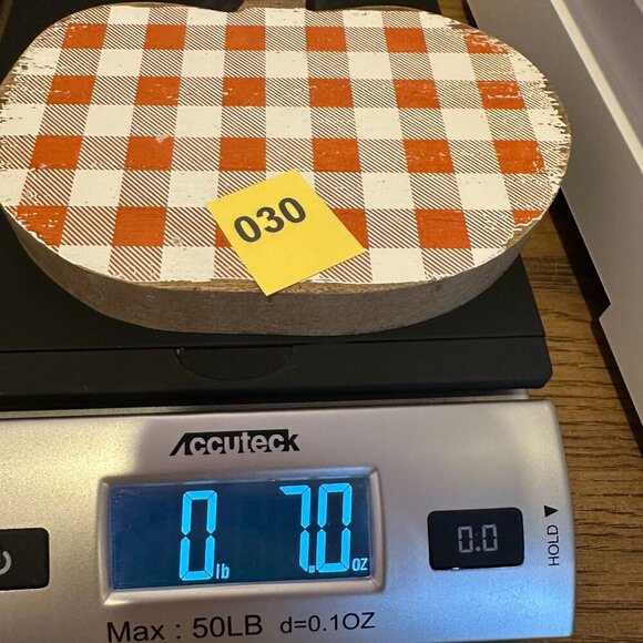 Rustic Orange Buffalo Plaid Pumpkin 5in Collins Fall Autumn Tiered Tray Decor - Picture 8 of 8